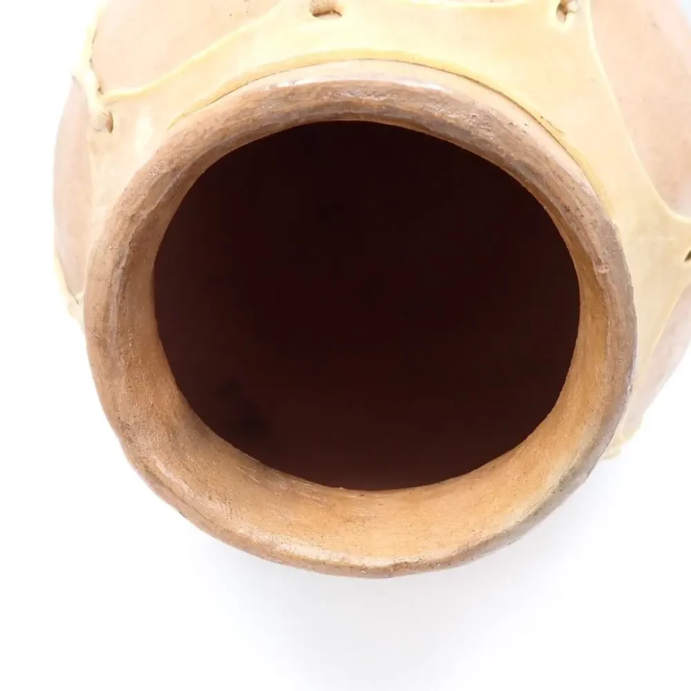 Large Rawhide Laced Clay Olla Tarahumara Style Southwest Pottery 14in